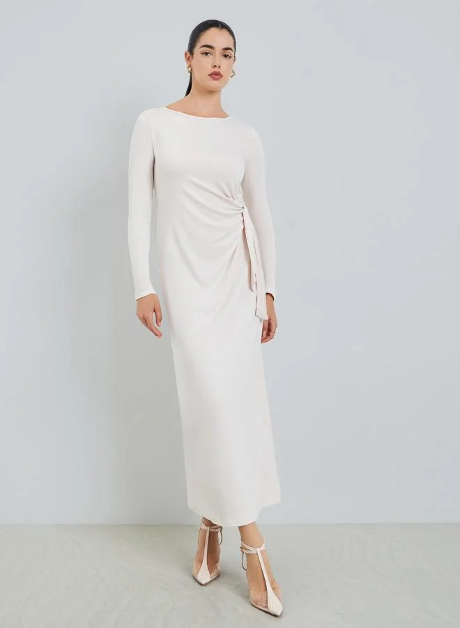 ستايلي فستان ميدي بتفاصيل رباط خصر للنساء